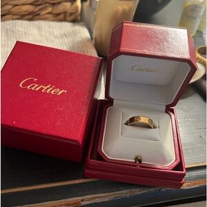 Authentic Cartier Love Band 18K with Red Cartier soft box &gift box! Size 7.5 US